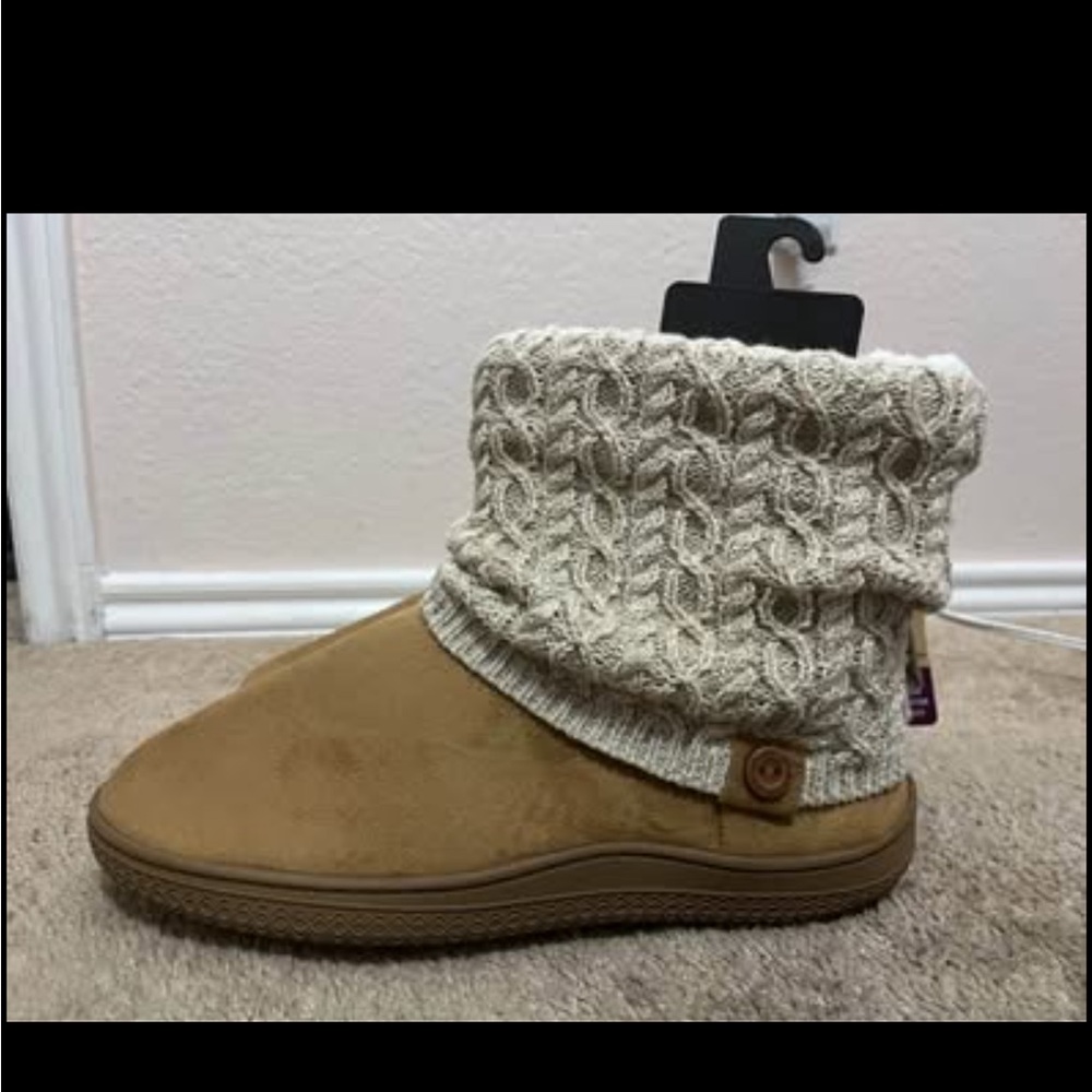 Muk Luks Tan and Cream Ankle Boots
